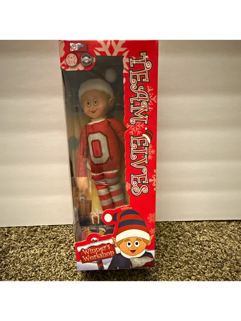 FOCO Christmas Elf Figurine Red/White Free Standing Plastic KDF0518-00001